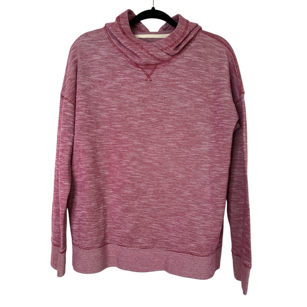 Burton Hixon Pullover Hoodie Womens Medium Burgundy‎ Space Dye Cowl Neck 178591